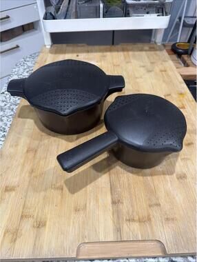 SET of Pampered Chef Micro Cookers Steamers - 2 Qt AND 1 Qt Micro Steamer LOT *